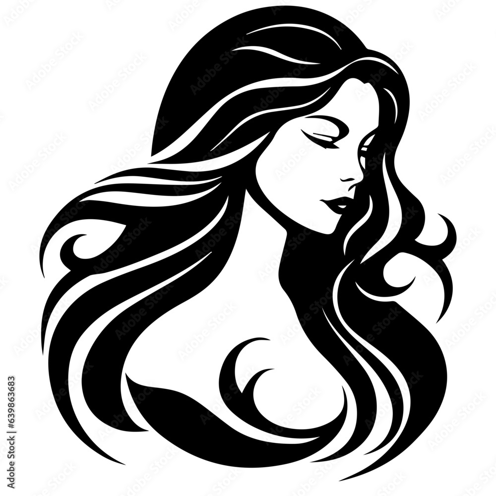 Beauty saloon logo and Woman face and hair logo vector Beauty saloon logo and Woman face and hair logo vector