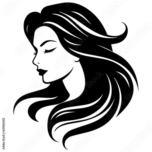 Beauty saloon logo and Woman face and hair logo vector