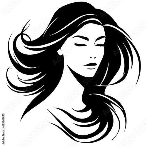 Beauty saloon logo and Woman face and hair logo vector