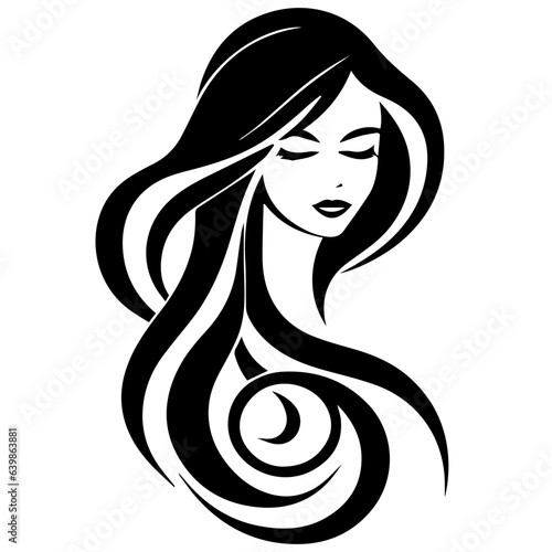 Beauty saloon logo and Woman face and hair logo vector