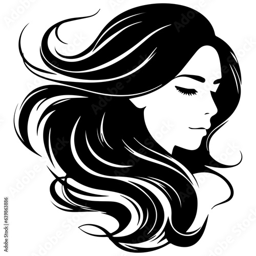 Beauty saloon logo and Woman face and hair logo vector