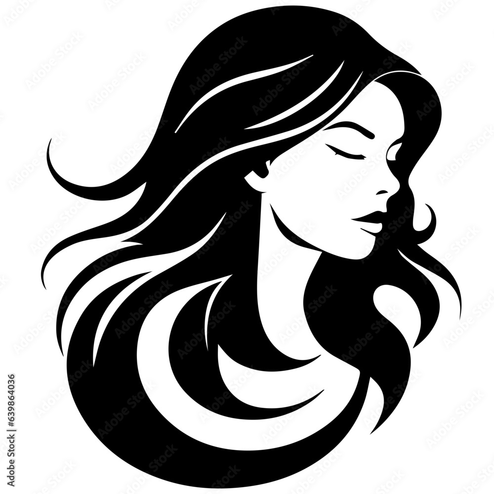 Beauty saloon logo and Woman face and hair logo vector Beauty saloon logo and Woman face and hair logo vector