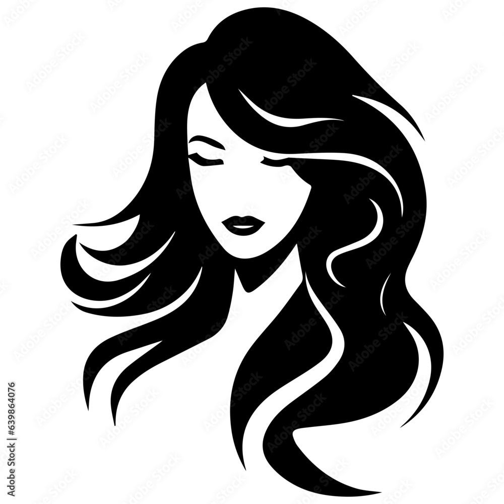 Beauty saloon logo and Woman face and hair logo vector