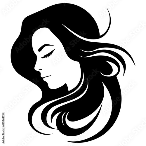 Beauty saloon logo and Woman face and hair logo vector