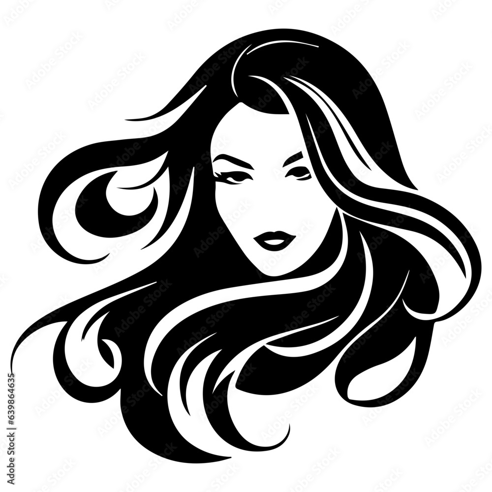 Beauty saloon logo and Woman face and hair logo vector Beauty saloon logo and Woman face and hair logo vector