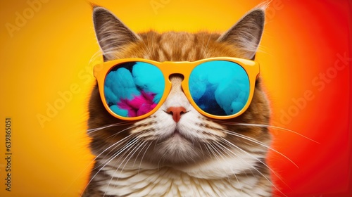 cartoon character cat head wearing tinted glasses © Светлана Канунникова