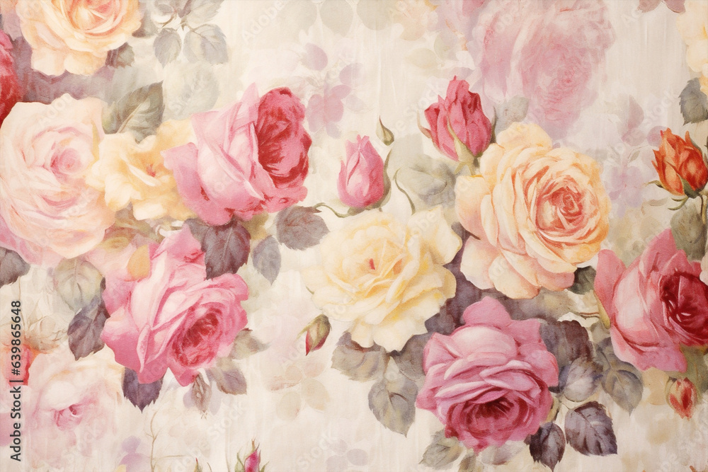 Fototapeta premium Pattern retro decorative wallpaper blossom flower design pink art vintage seamless