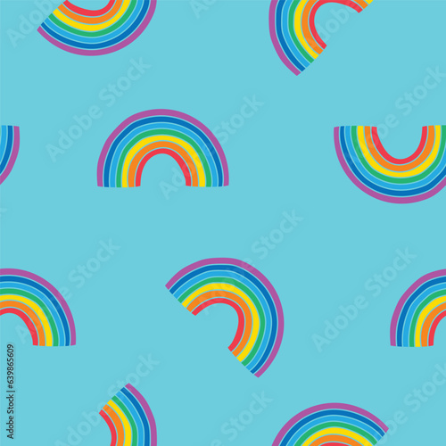 Rainbows pattern on a blue background