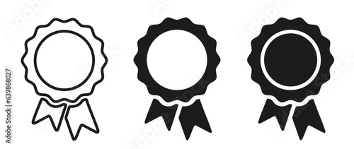 Award medal icon set, winning award, prize, top quality sign badge with ribbons isolated on white background – stock vector