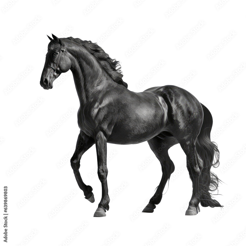 black horse looking isolated on white black horse looking isolated on white