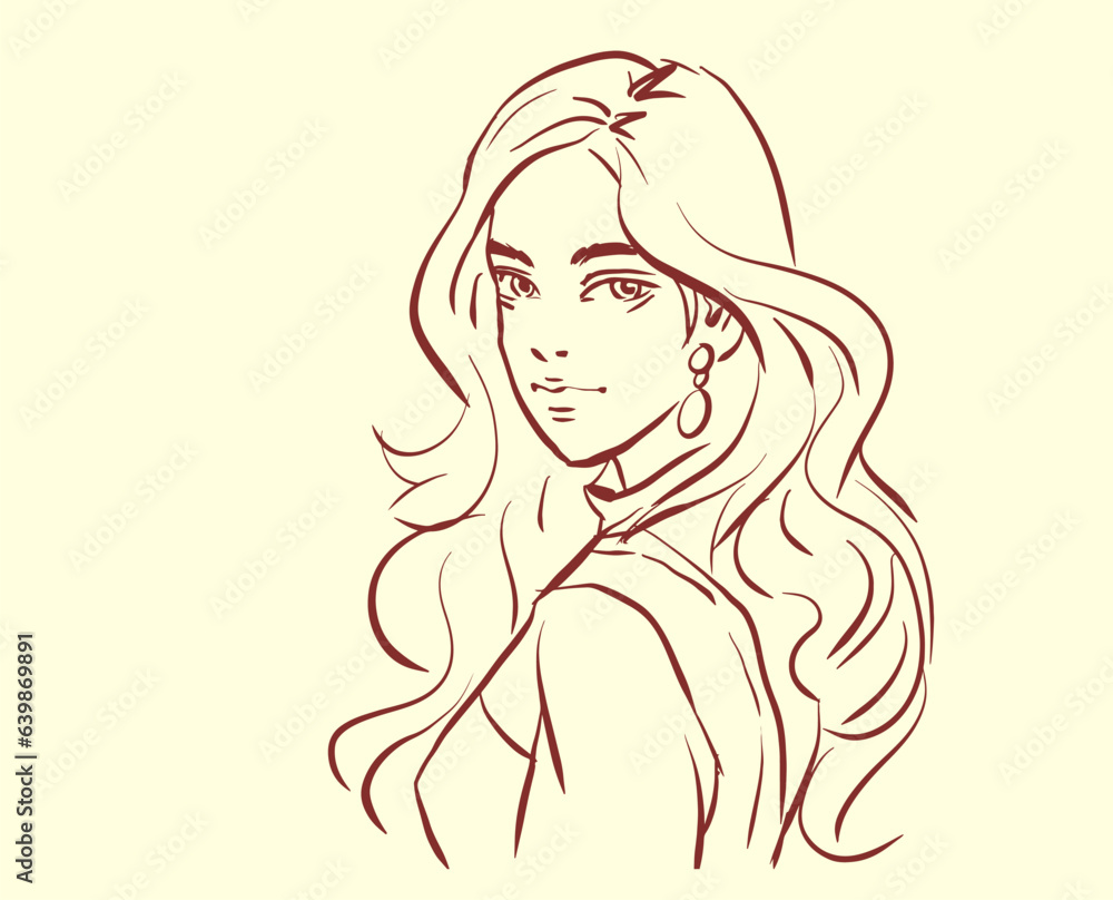 girl with long hair vector for card decoration illustration girl with long hair vector for card decoration illustration