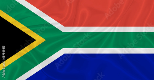 Flag of South Africa Flying in the Air