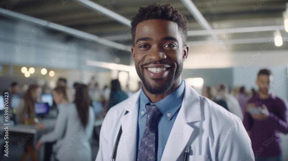 A portrait of african doctor in hospital background A portrait of african doctor in hospital background