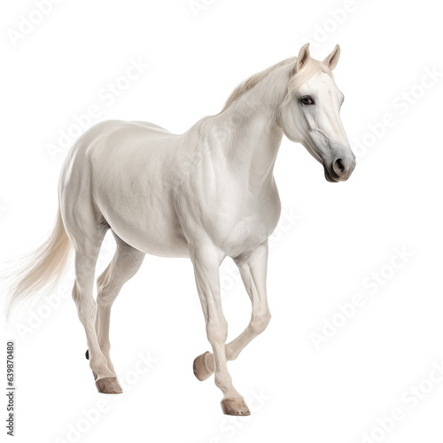 white horse looking isolated on white