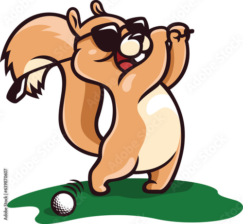 Funny Golfer Squirrel Swinging Golf Club