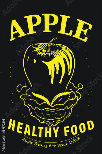Appel art dripping fantasy juice bottle in Black background tshirt design