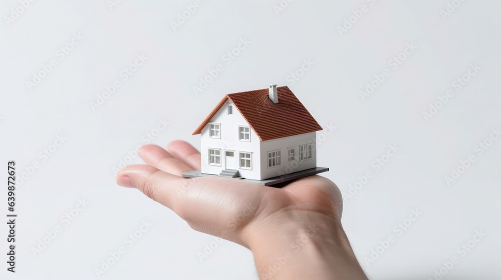 Hand Holding Miniature House Isolated on a Transparent Background Hand Holding Miniature House Isolated on a Transparent Background