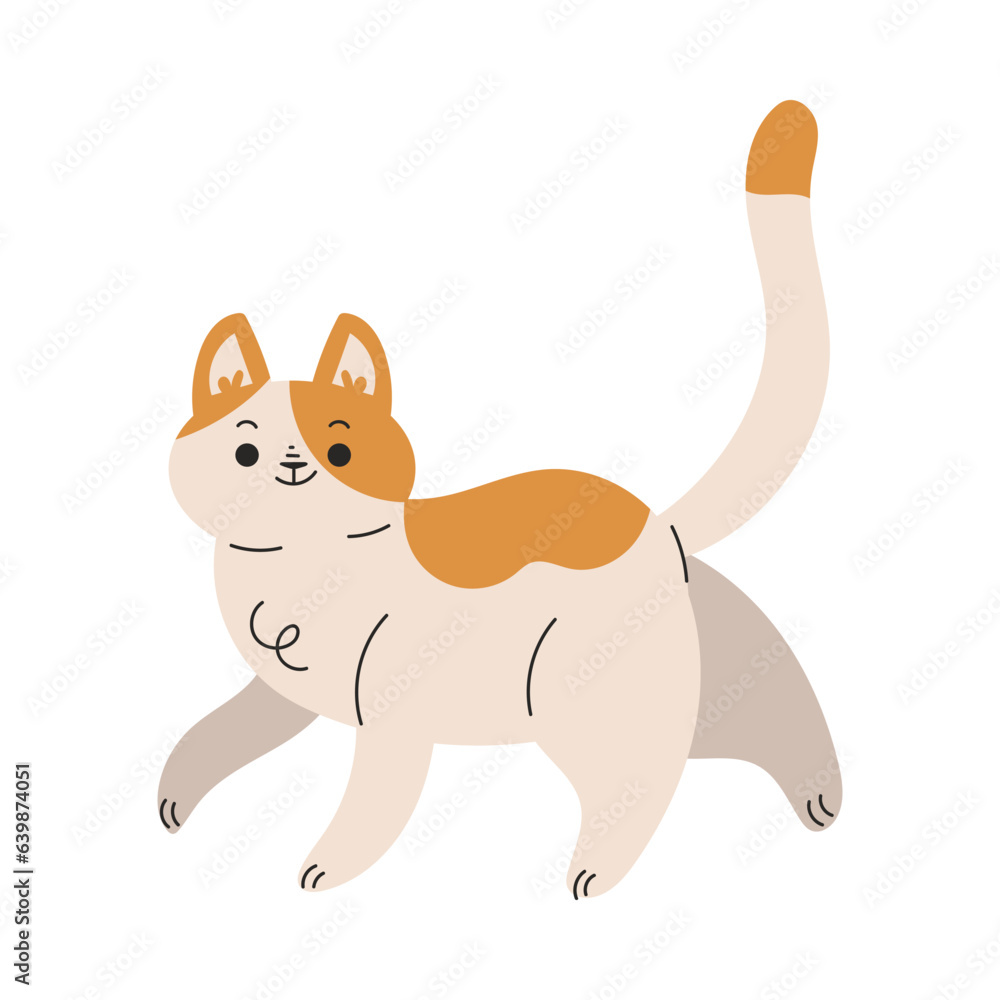 Funny Cat Domestic Pet with Pretty Snout Walking Vector Illustration Funny Cat Domestic Pet with Pretty Snout Walking Vector Illustration