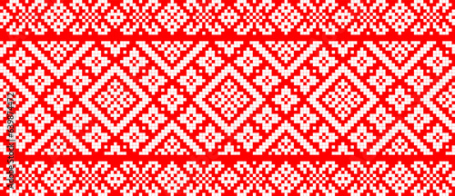 Vector illustration of Ukrainian ornament in ethnic floral style, identity, vyshyvanka, embroidery for print clothes, websites, banners. Background. Geometric design, frame for text, copy space
