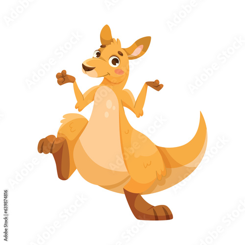 Cheerful Kangaroo Character and Australian Marsupial Animal Vector Illustration