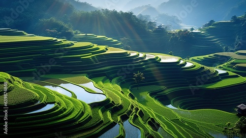 Terraced rice field in the morning © ismodin