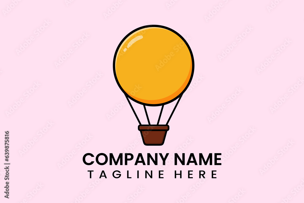 Flat vector parachute balloon boiled egg logo modern style template Flat vector parachute balloon boiled egg logo modern style template