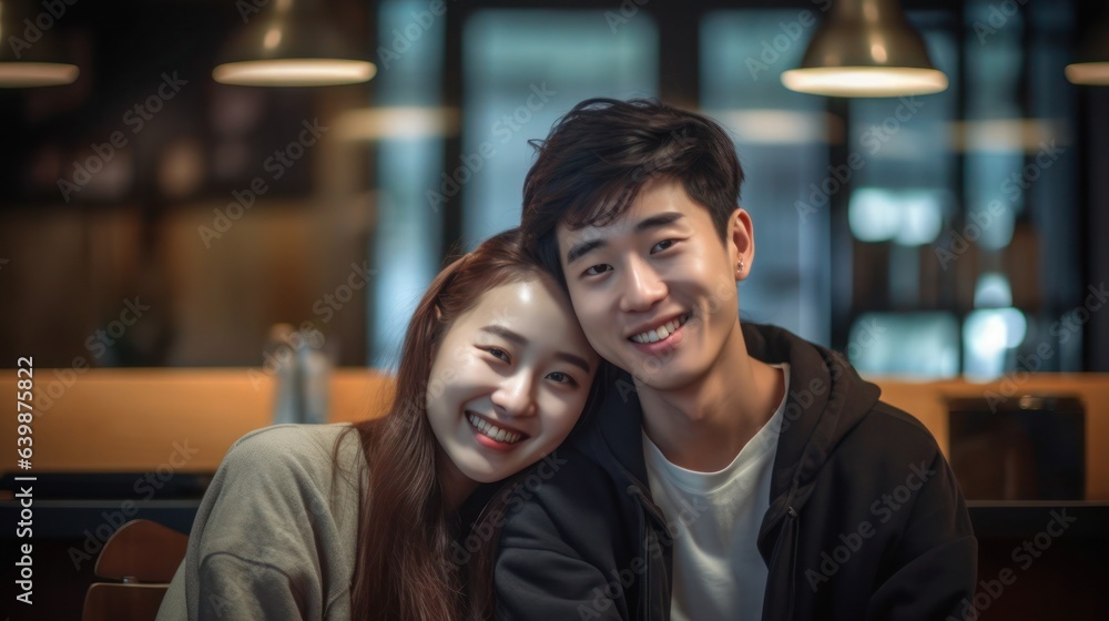 portrait of a couple in a cafe portrait of a couple in a cafe
