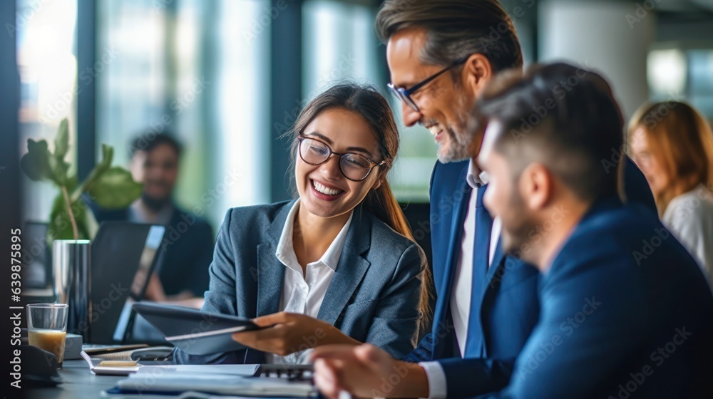 Group of businessman discussion in office background Group of businessman discussion in office background