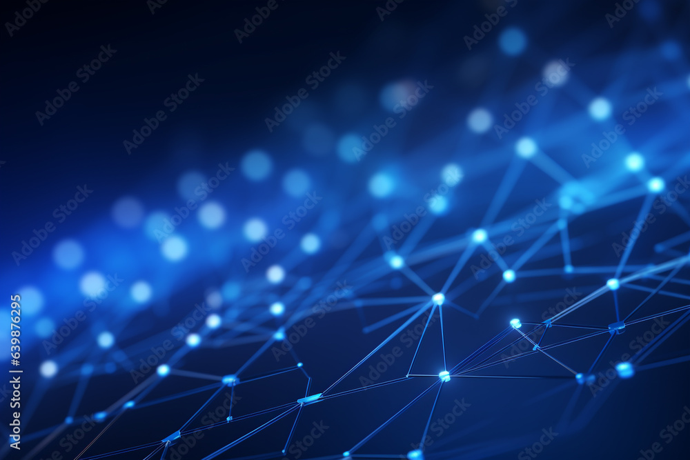 Obraz premium Abstract waving particle technology background design. Abstract wave moving dots flow particles, hi-tech and big data background.
