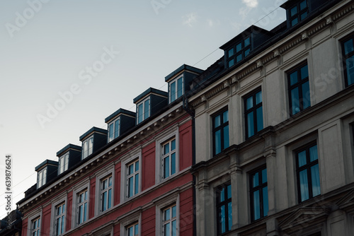 Colorful house facade in oldtown Stockholm in Sweden