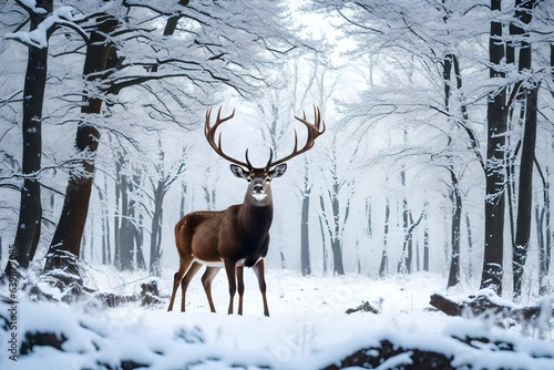 deer in winter forest Generated Ai © AQ Arts