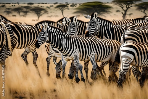 zebras in the savannah Generated Ai
