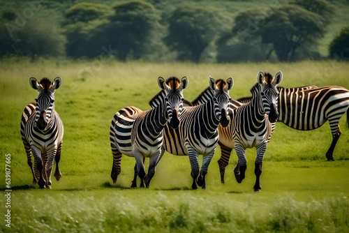 zebras in the grass Generated Ai