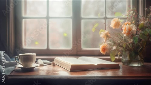 Wallpaper Mural 晴れの日のデスク, カフェ, オフィス, 本, 勉強, 書斎, ループ, シームレス Torontodigital.ca