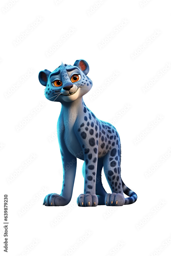 Leopard, jaguar 3D cartoon characters. Isolated background, animated character. Leopard, jaguar 3D cartoon characters. Isolated background, animated character.