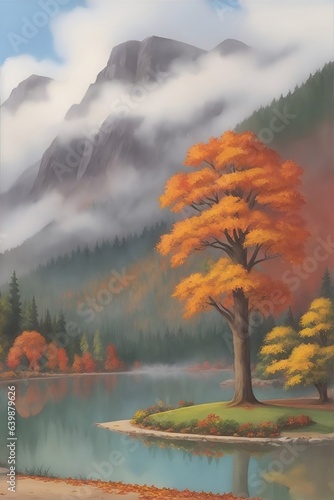 Beautiful forest landscape. AI generated illustration © vector_master