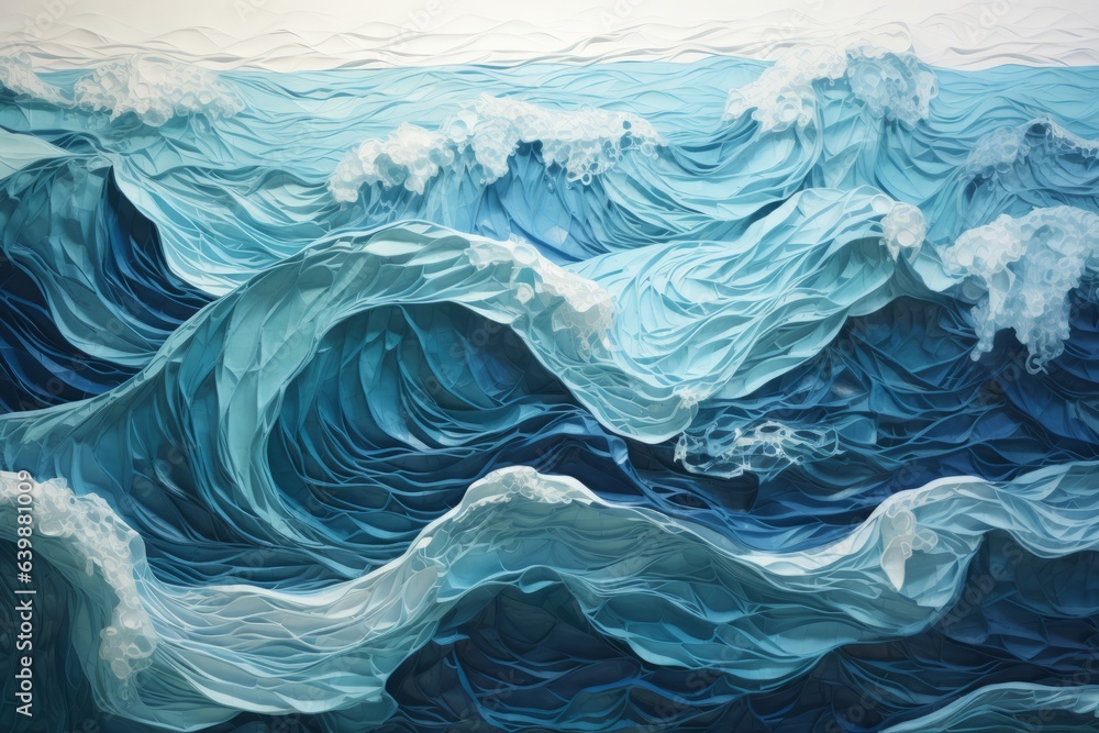 Obraz premium Abstract blue and white Japanese lines, paper wavy art