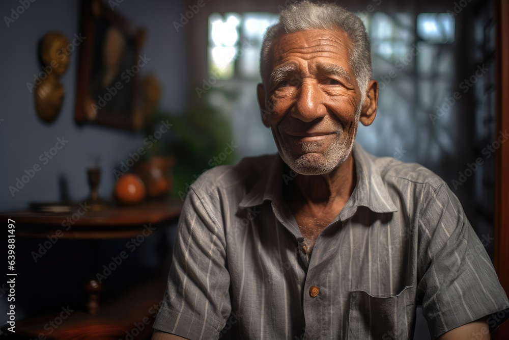 Elderly man's home portrait. Photo generative AI Elderly man's home portrait. Photo generative AI