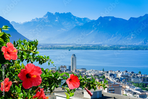 View at beautiful Montreux, Switzerland Fototapet