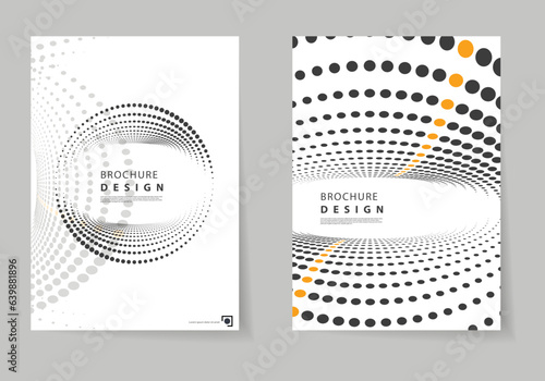 Set of crcle halftone dots pattern shapes. Modern geometric poster. Vector abstract cover brochure. Style decor poster photo