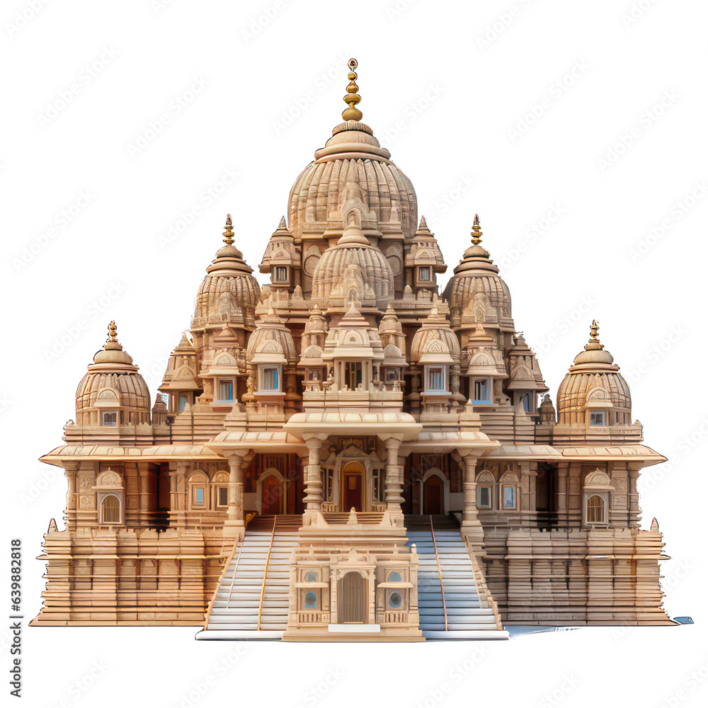 Hindu temple isolated on white created with Generative AI - obrazy, fototapety, plakaty 