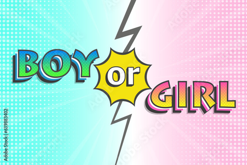 Boy or girl gender reveal party. Vector design.