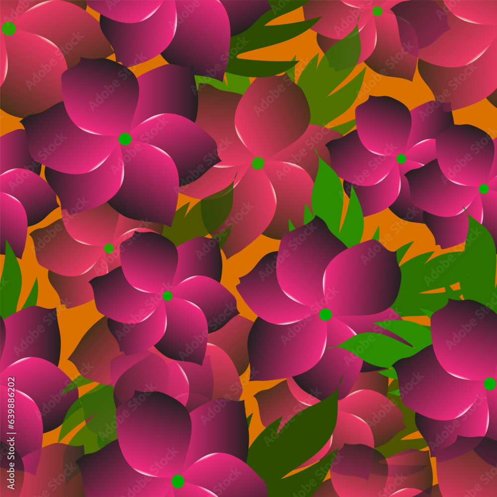 Purple Flowers Blossom on Orange Background wallpaper Pattern, Tile