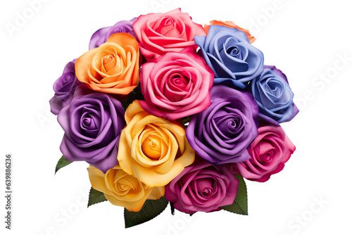 Rose flower bouquet arrangement, bold color, white background PNG © JetHuynh