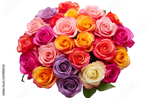 Rose flower bouquet arrangement, bold color, white background PNG