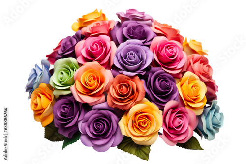 Rose flower bouquet arrangement  bold color  white background PNG