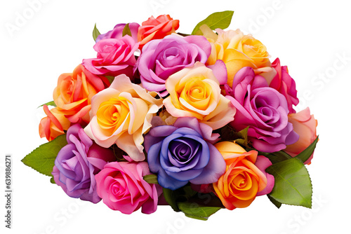 Rose flower bouquet arrangement  bold color  white background PNG
