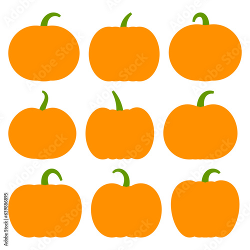 Pumpkin flat icons set on a white background