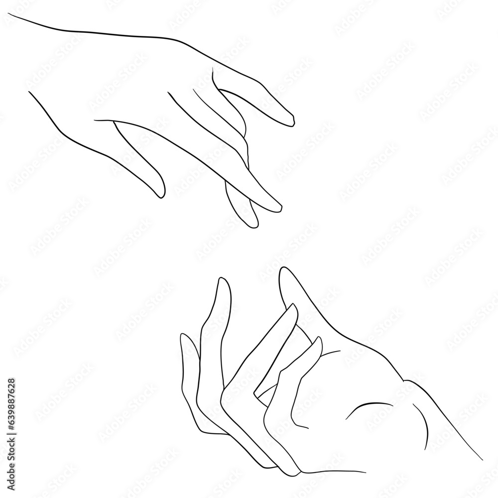 Reaching hands in a delicate touch Reaching hands in a delicate touch