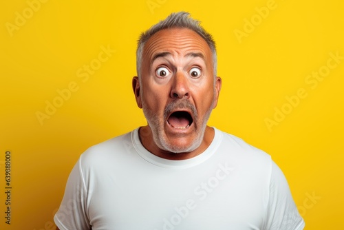 Frightened surprised man on a yellow background © Stitch